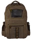 Classic Unisex High Density Washed Canvas Backpack With Touches Of Leather Fits 17" Laptop