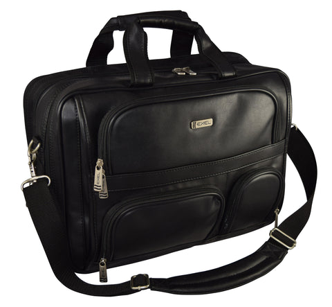 Exel Expandable Faux Leather 17-inch Laptop Bag / Business Briefcase