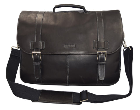 Kenneth Cole Reaction "The Show Business" Colombian Leather Flapover Computer Case Messenger Bag/Briefcase