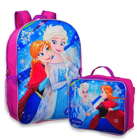 Group Ruz Frozen Anna, Elsa 16" Backpack with Detachable Matching Lunch Box