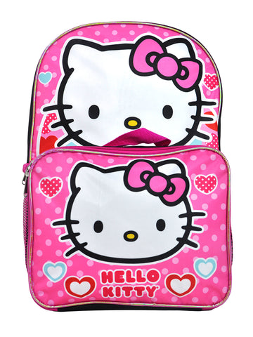 Hello Kitty Pink Backpack 16" Large with Removable Lunch Bag