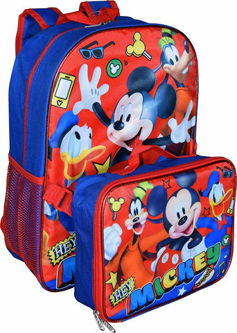 Mickey Mouse 16" Backpack W/ Detachable Lunch Box