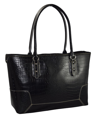 Ultimate Work Tote, Faux Croco Business Women's 16" Laptop Tote Bag With Padded Removable Compartment